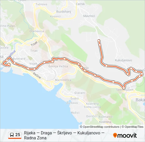 25 Bus Line Map