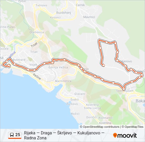 25 Bus Line Map