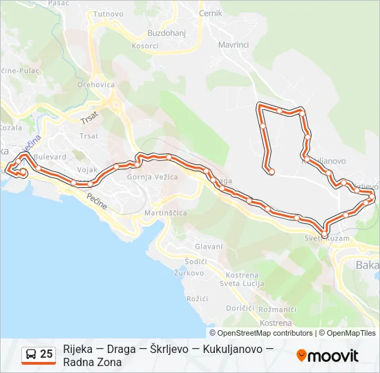 25 autobus karta linije