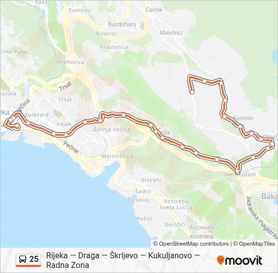 25 autobus karta linije