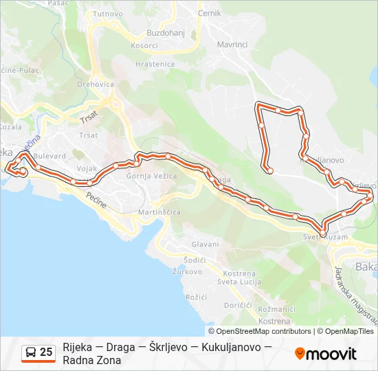 25 Bus Line Map