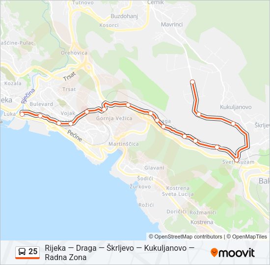 25 Bus Line Map