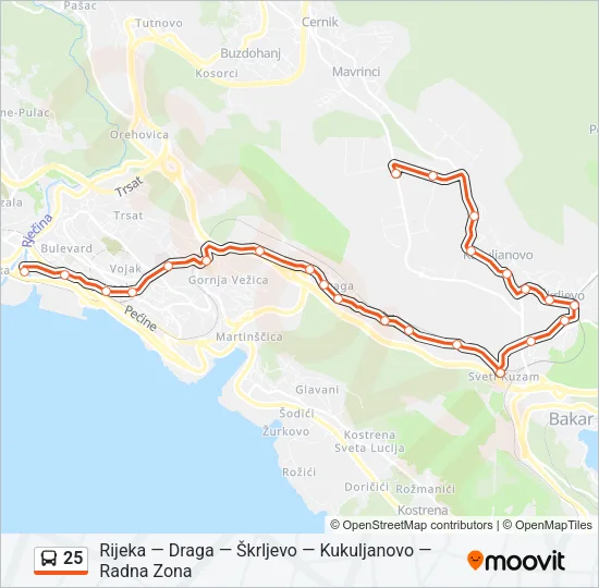 25 Bus Line Map