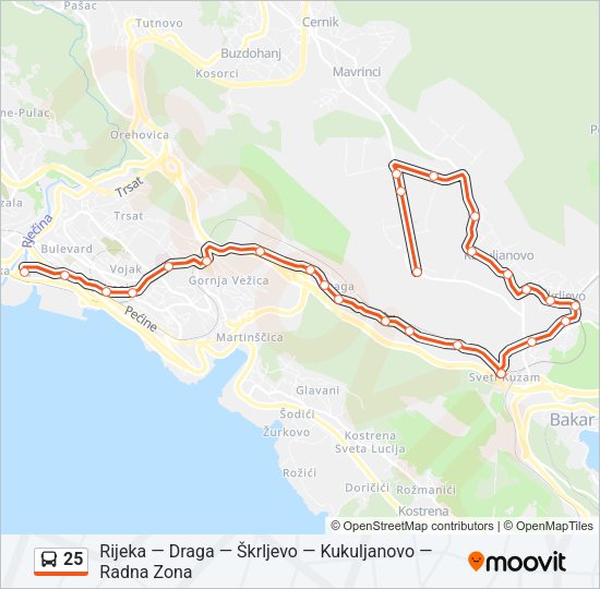 25 Bus Line Map