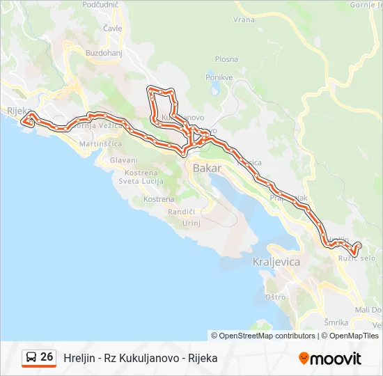 26 autobus karta linije