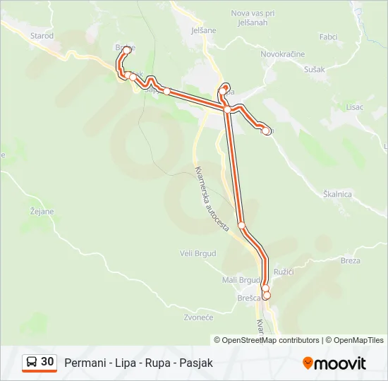 30 autobus karta linije