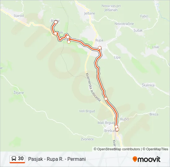 30 Bus Line Map