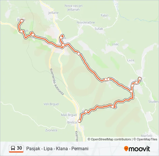 30 Bus Line Map