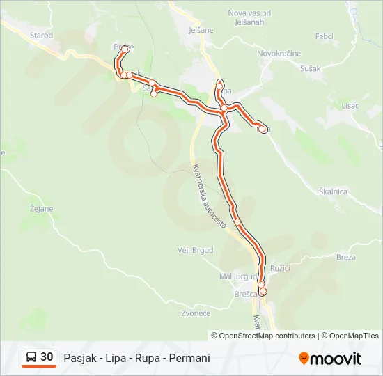 30 Bus Line Map