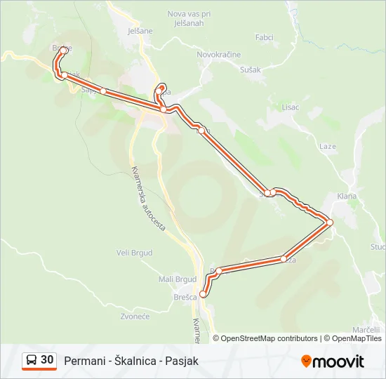 30 autobus karta linije