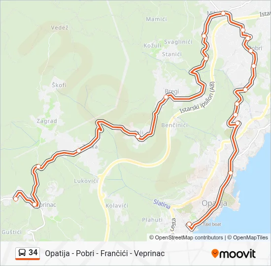 34 Bus Line Map