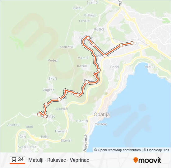 34 Bus Line Map