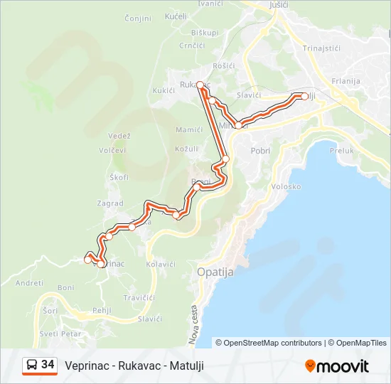 34 Bus Line Map