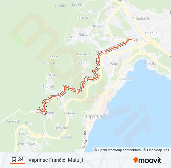 34 Bus Line Map
