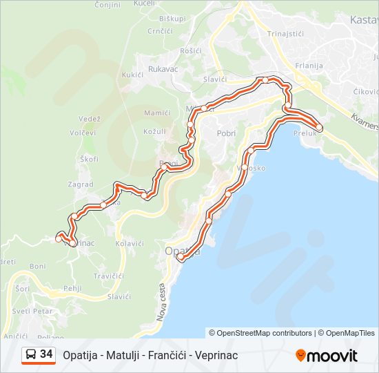 34 Bus Line Map