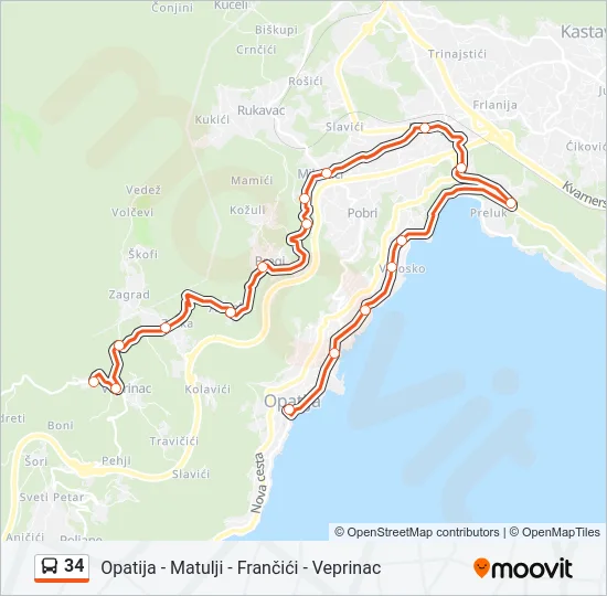 34 Bus Line Map