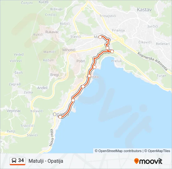 34 Bus Line Map