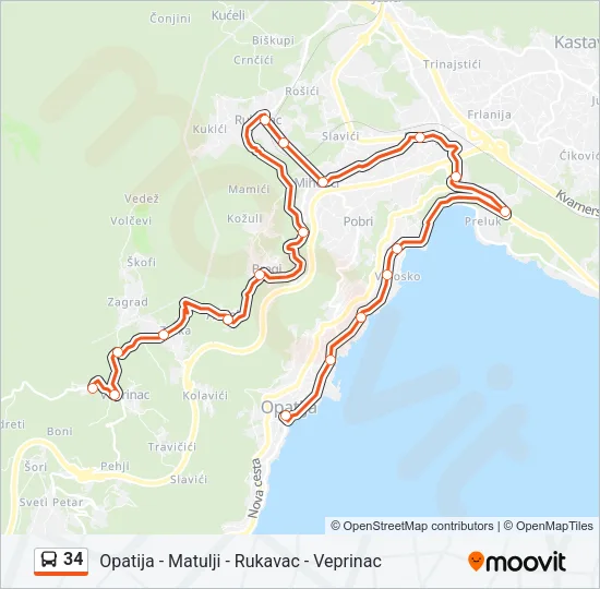 34 Bus Line Map