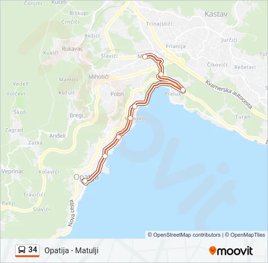 34 Bus Line Map