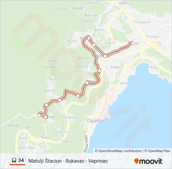 34 Bus Line Map