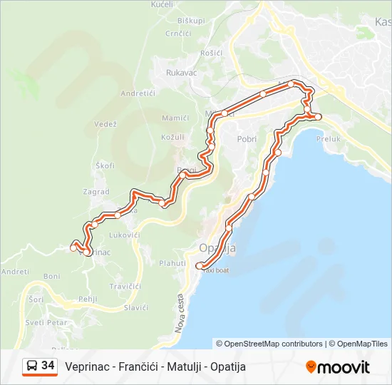34 Bus Line Map