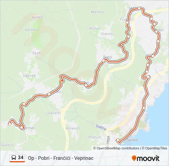 34 Bus Line Map
