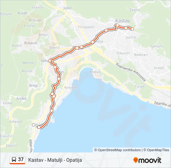 37 Bus Line Map