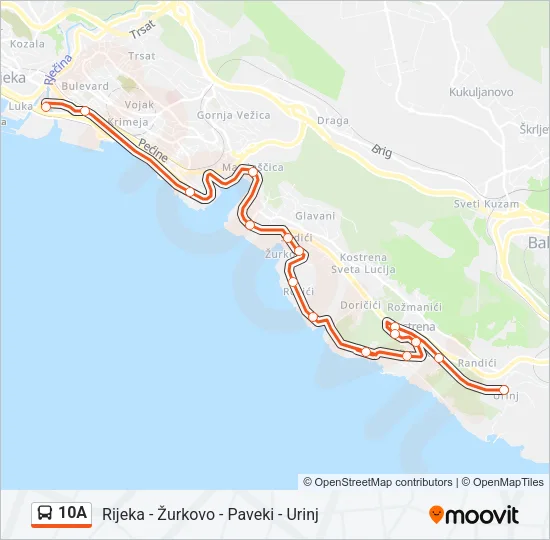 10A Bus Line Map