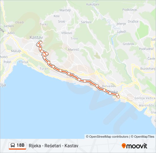 18B Bus Line Map