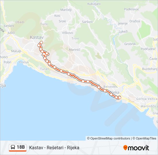 18B Bus Line Map