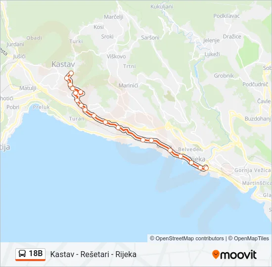 18B Bus Line Map