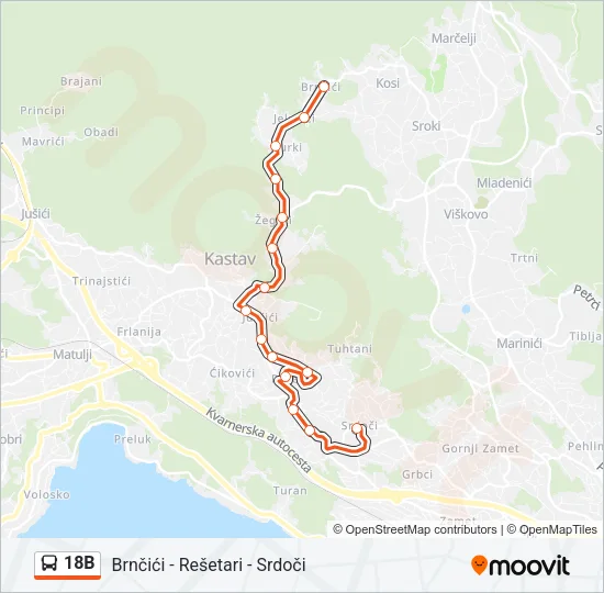 18B Bus Line Map