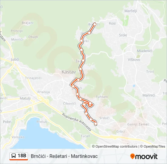 18B Bus Line Map