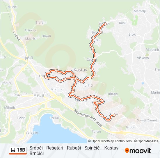18B Bus Line Map