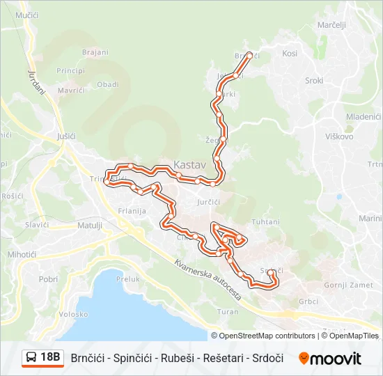18B Bus Line Map