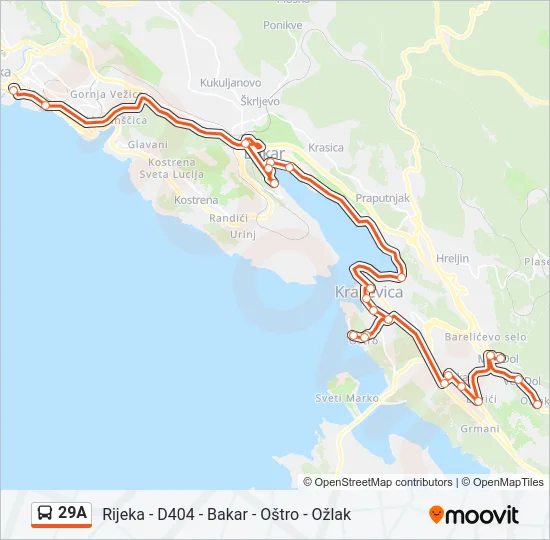 29A autobus karta linije
