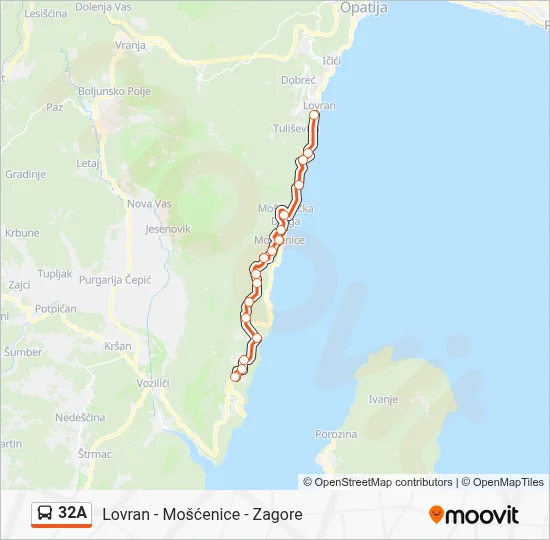 32A Bus Line Map