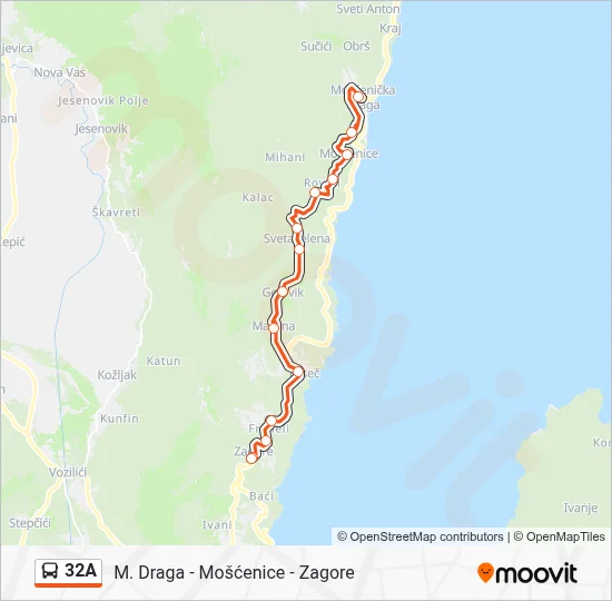 32A autobus karta linije