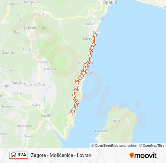 32A Bus Line Map
