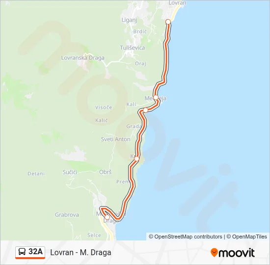 32A Bus Line Map