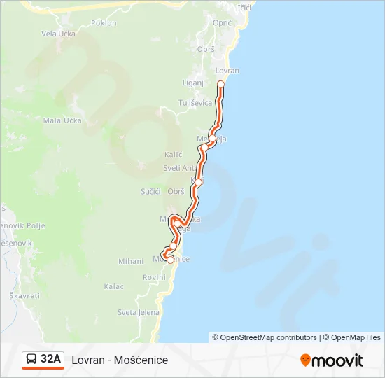 32A Bus Line Map