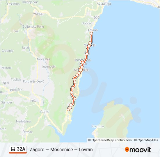 32A Bus Line Map