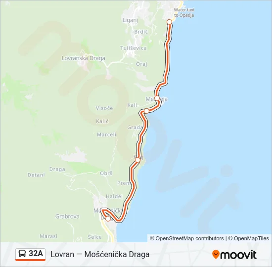 32A Bus Line Map