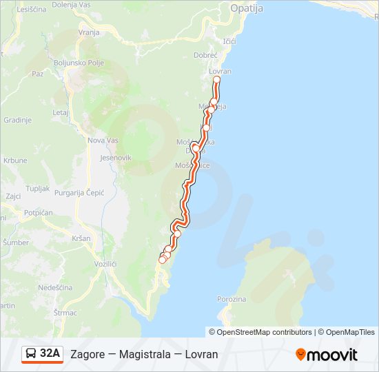 32A autobus karta linije