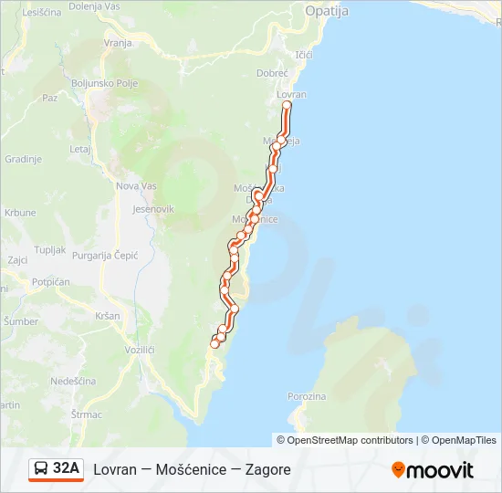 32A Bus Line Map
