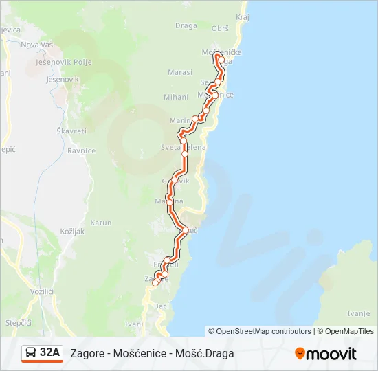 32A Bus Line Map