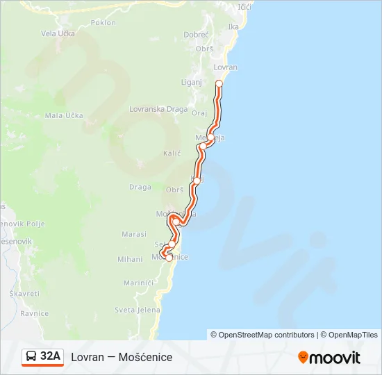 32A Bus Line Map