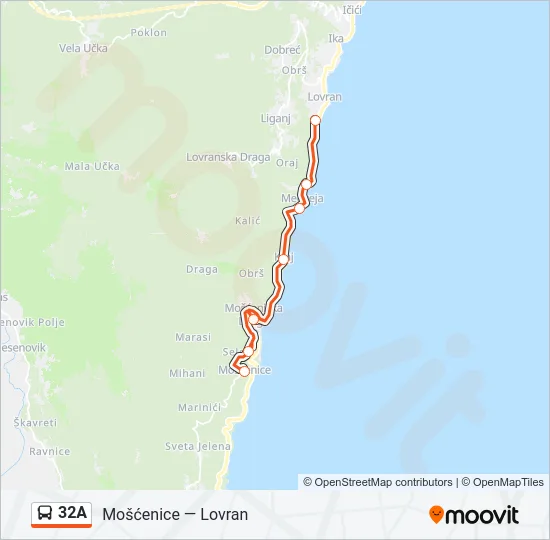 32A Bus Line Map