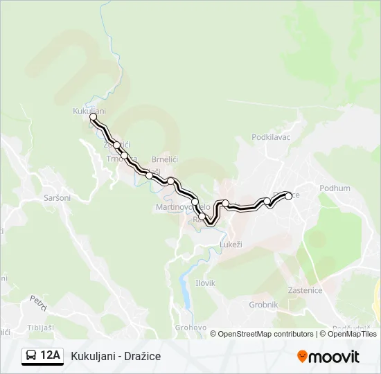 12A autobus karta linije
