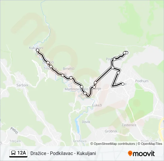 12A autobus karta linije